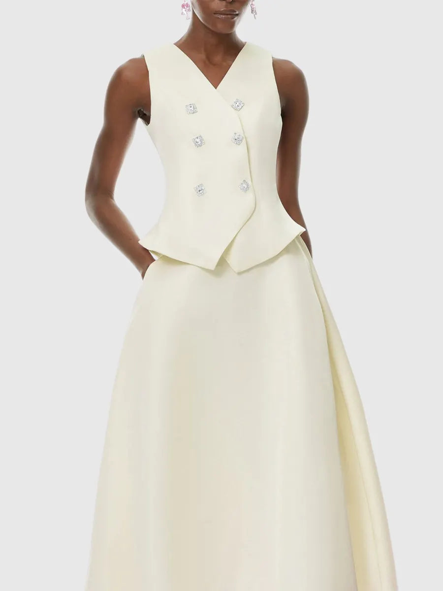 Eileen Crystal Embellished Vest & Midi Skirt Set