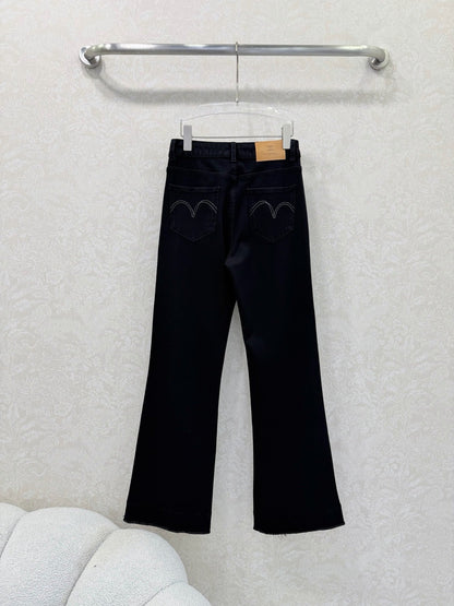 CC 26s Frayed Straight Leg Jeans Black Cotton 352015