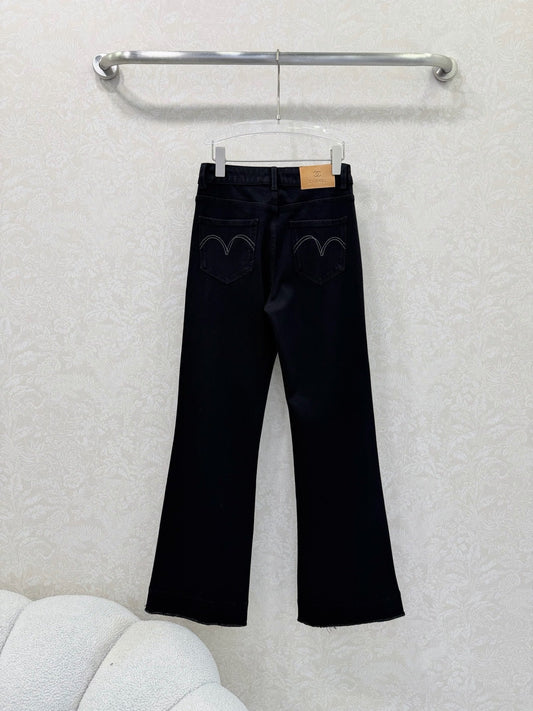 CC 26s Frayed Straight Leg Jeans Black Cotton 352015