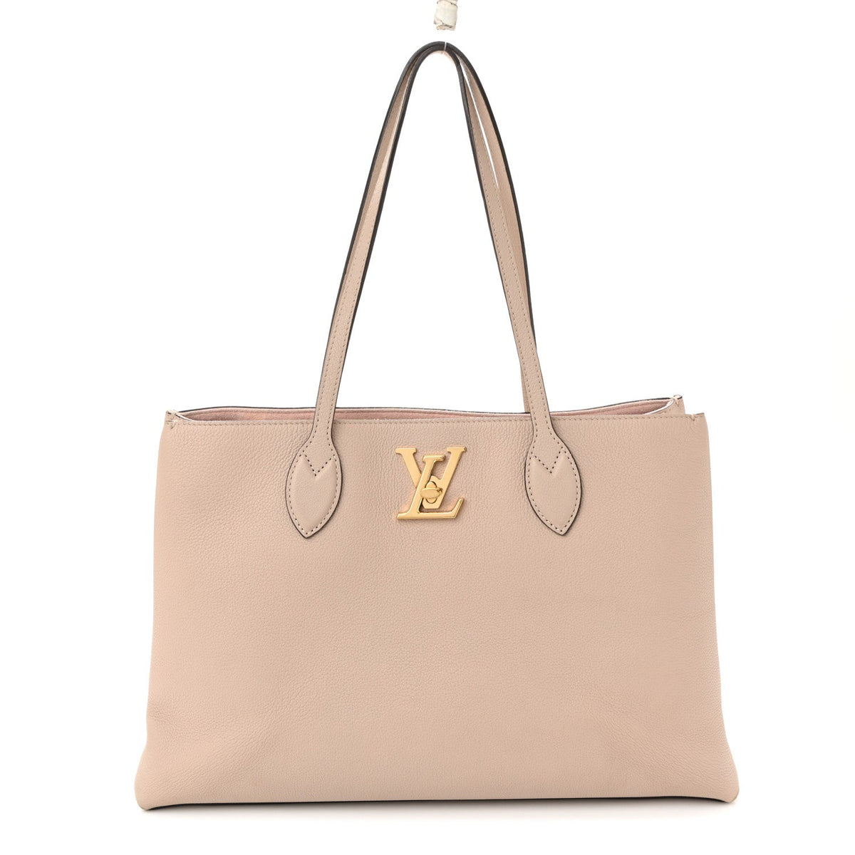 Grained Calfskin Lockme Shopper Greige