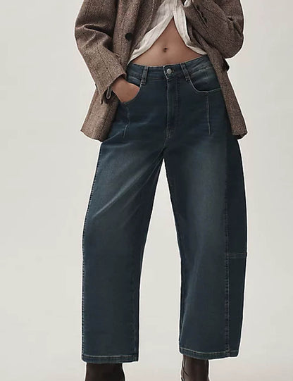 Simple Washed Straight Leg High Waist Jeans