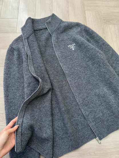 PRADA GRAY CASHMERE CARDIGAN