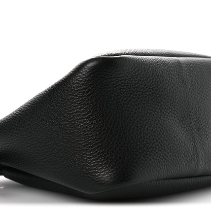 Vitello Daino Soft Mini Zippered Top Handle Bag Black