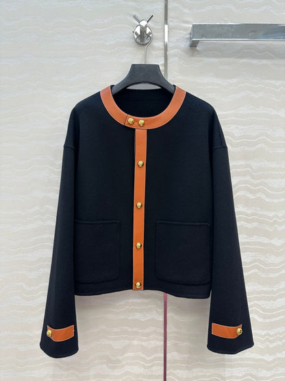 CE Arc De Triomphe Gold-Button Black Cashmere Coat