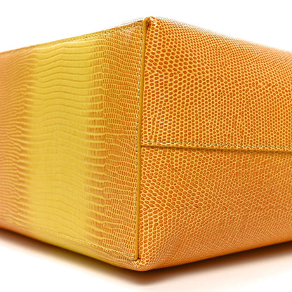 Calfskin Lizard Embossed Medium London Tote Marigold