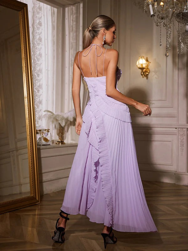 Uexor Halterneck Ruffle Tiered Maxi Dress