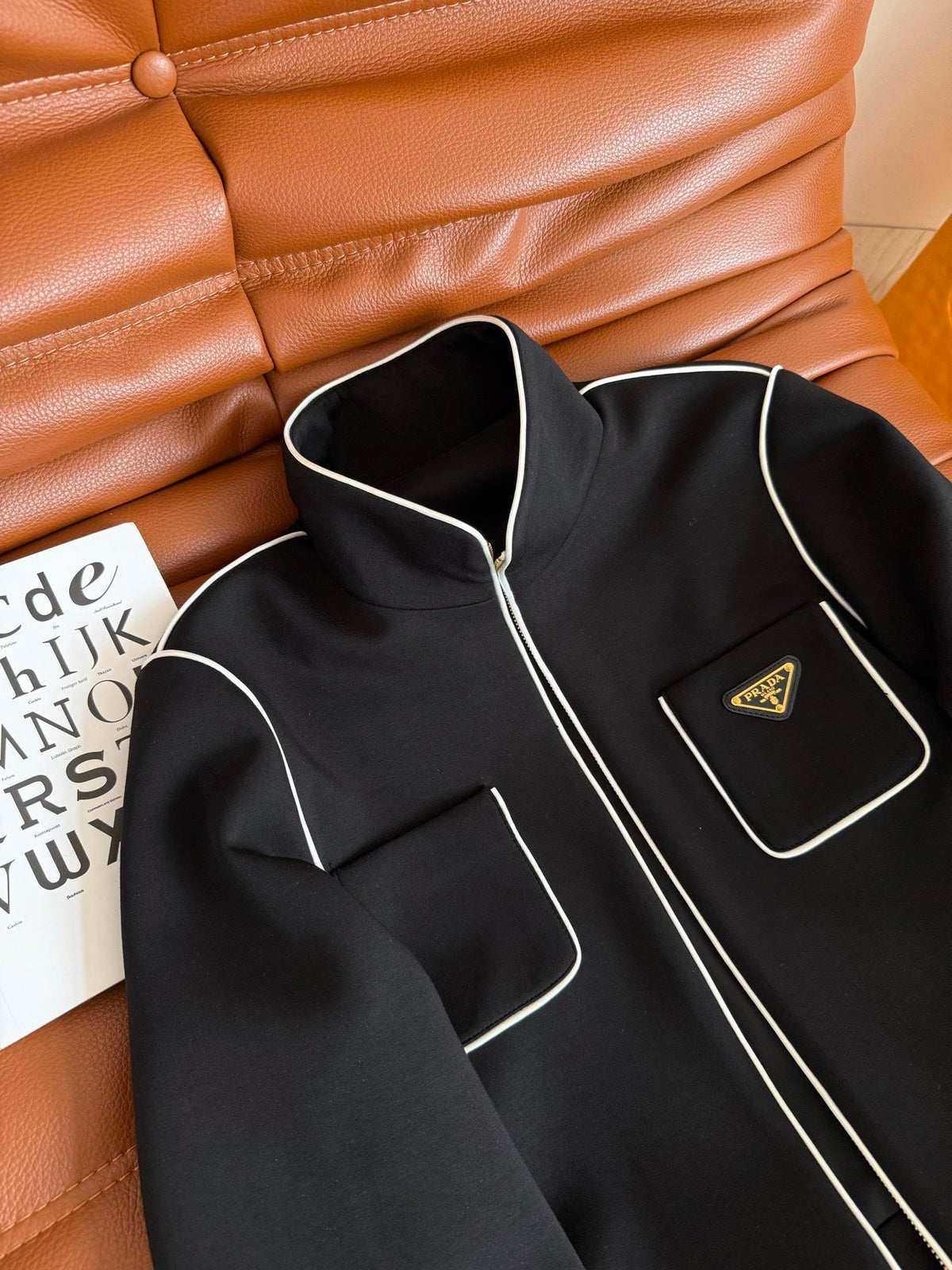 Prada 2025 Jacket Black mix White Cotton Acetate