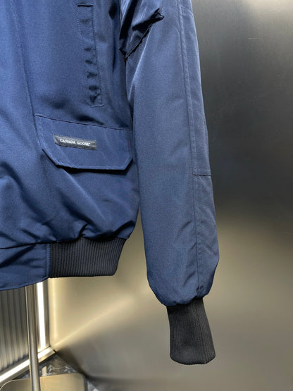C. Goose Bomber Jacket Navy Blue Polyester 0034