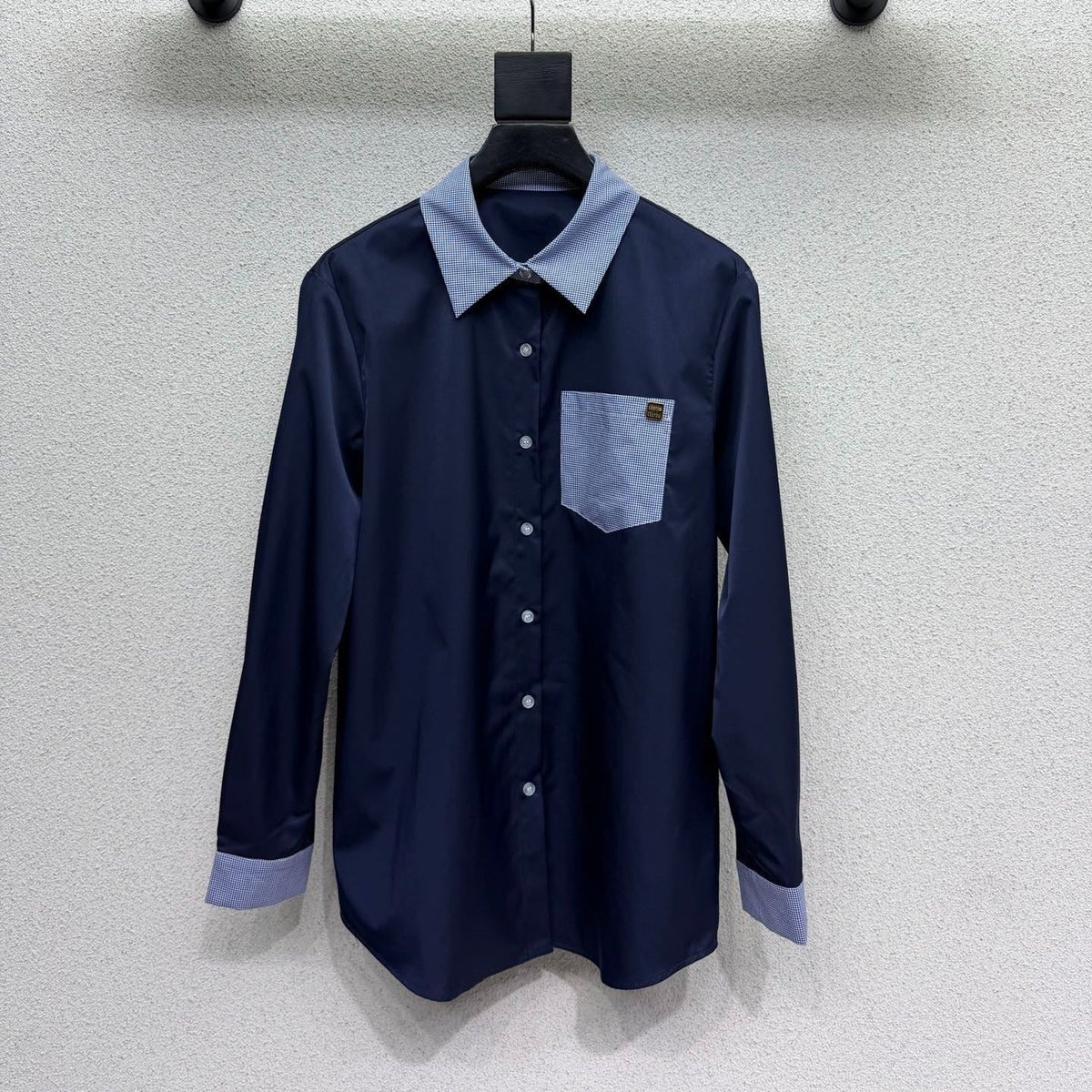Miumiu 2026 Patchwork Shirt Black and White Polyester Cotton