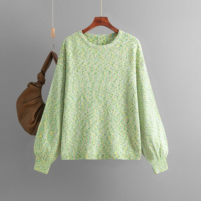Round Neck Solid Color Loose Pullover Sweater