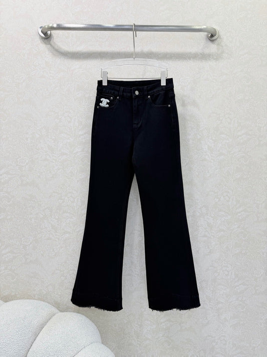 CC 26s Frayed Straight Leg Jeans Black Cotton 352015
