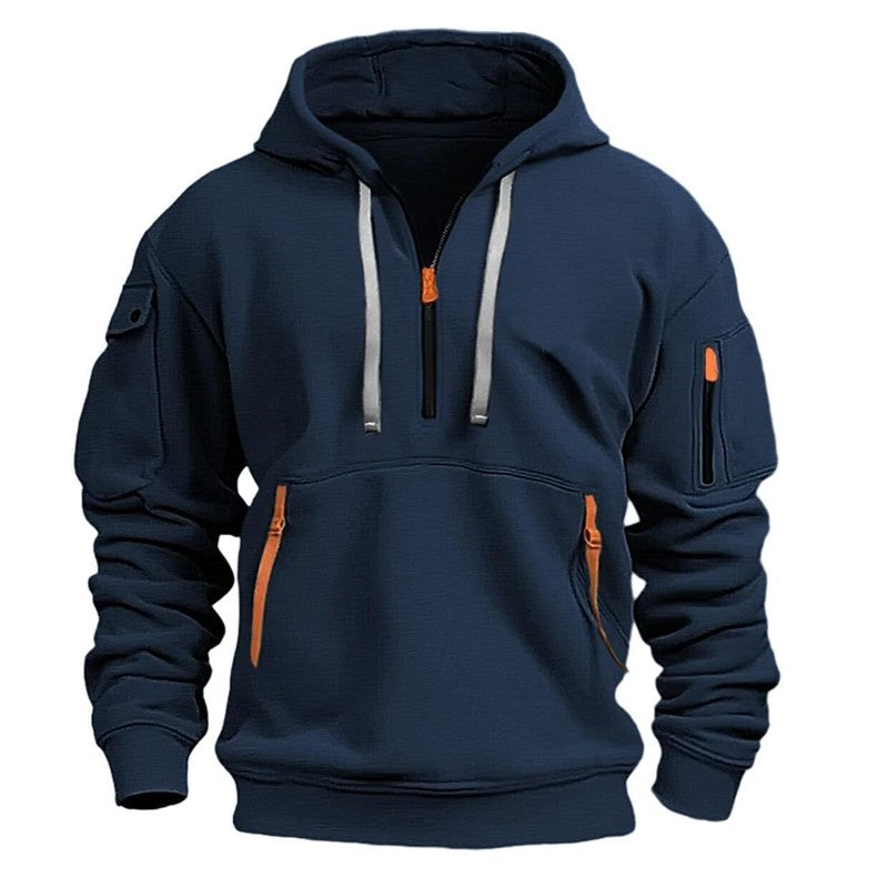 Men's Hooded Zip-Up Sweatshirt With Pockets Jacket