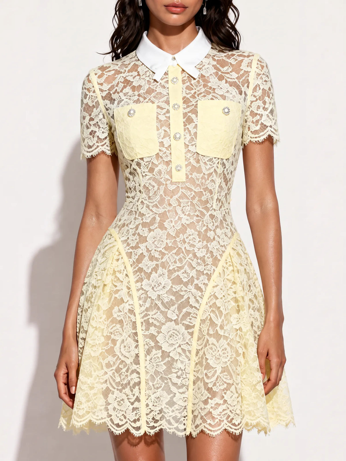 Skylar Collared Lace Mini Dress