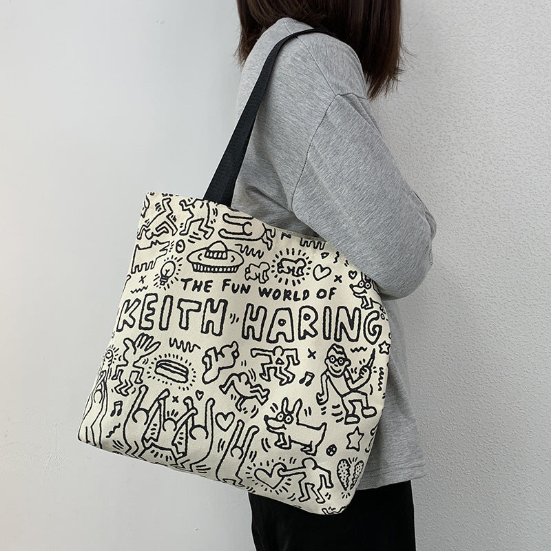 Single Shoulder Handbag Large Capacity Cute Canvas Bag