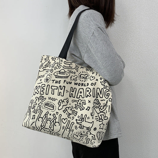 Single Shoulder Handbag Large Capacity Cute Canvas Bag