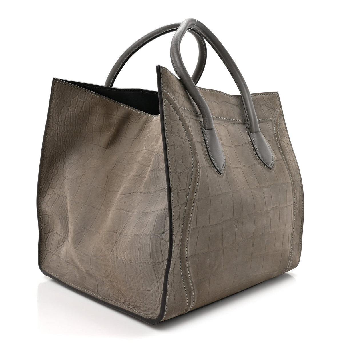 Crocodile Embossed Nubuck Medium Phantom Luggage Grey
