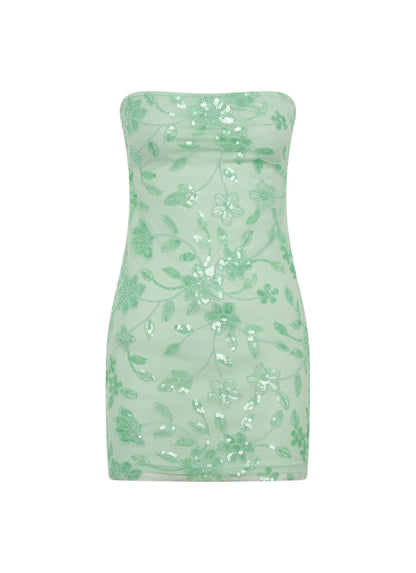 Moorey Beaded Mini Dress - Sage