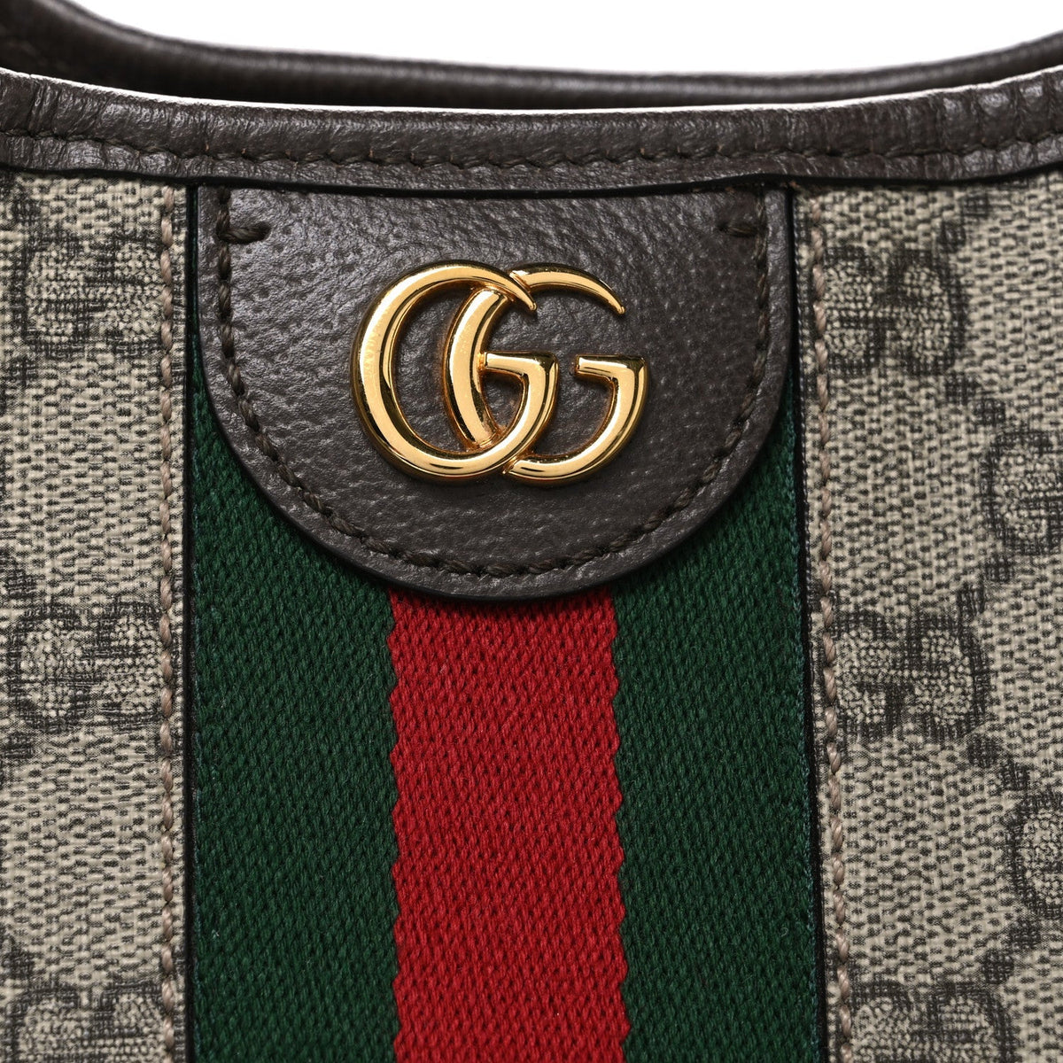 GG Supreme Monogram Textured Dollar Calfskin Web Large Ophidia Bucket Shoulder Bag Beige Ebony New Acero