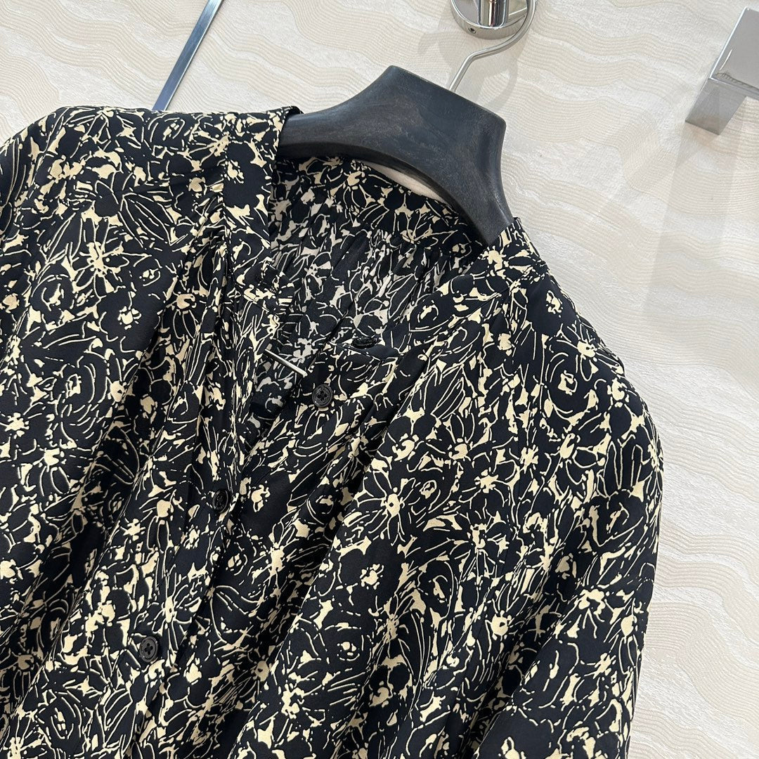 Celine Dress Black mix Beige Silk Viscose