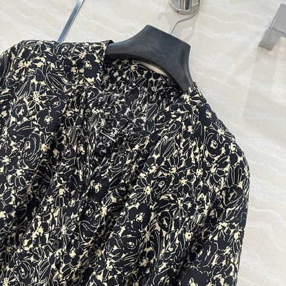 Celine Dress Black mix Beige Silk Viscose