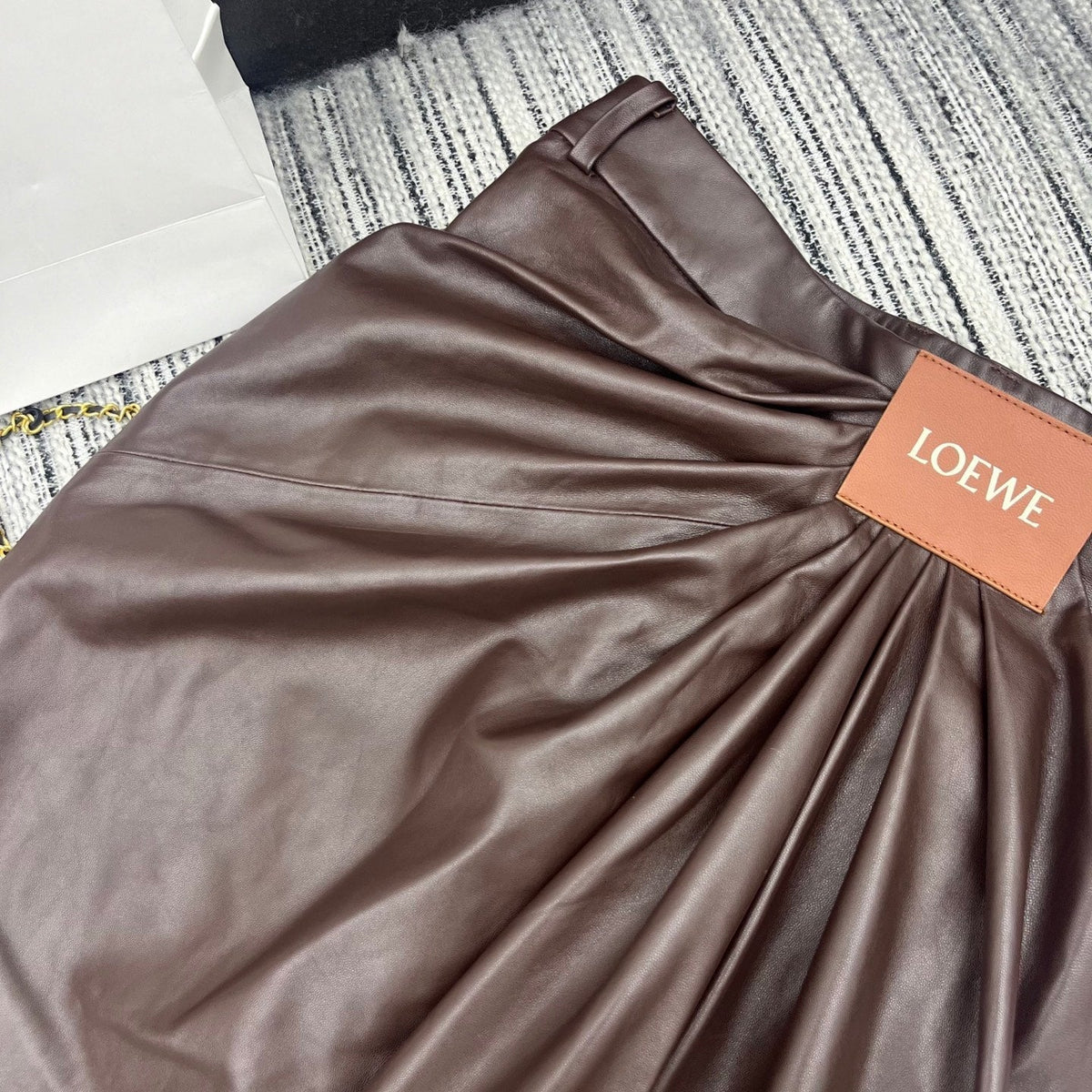 Loewe Wide-Leg Trousers Brown Nappa Leather 348562