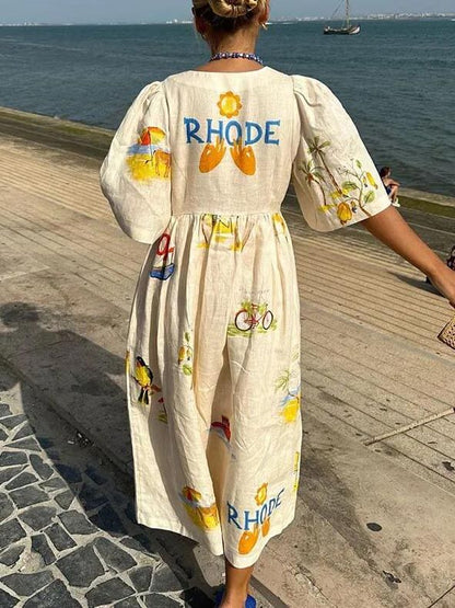 Maxi Dress Lightweight Fabric Folk Floral Print