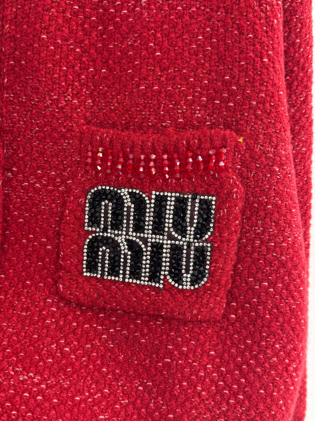 Miumiu 2025 Round Neck Cardigan Red Wool 656467