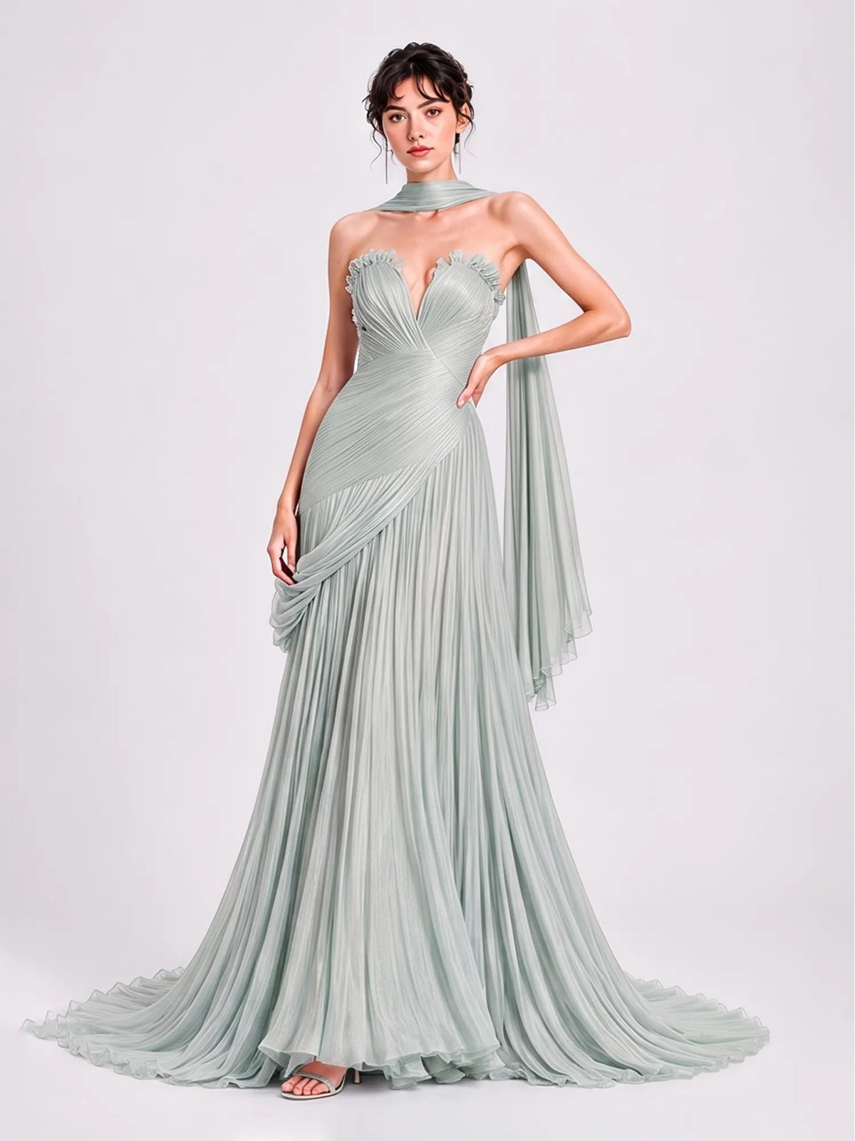 Nadia Crepe Strapless Maxi Dress In Green