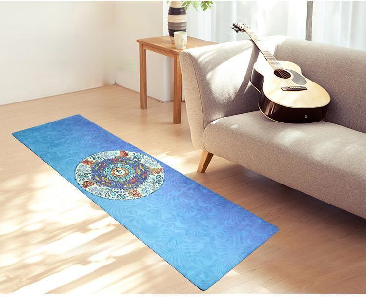 Foldable Machine Washable Lightweight Portable Yoga Mat Sweat-Absorbent Non-Slip Suede Natural Rubber Printed Yoga Mat Towel