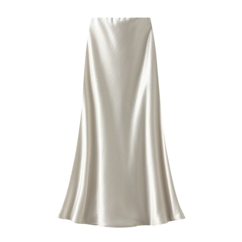Long Satin Mermaid Pencil Skirt