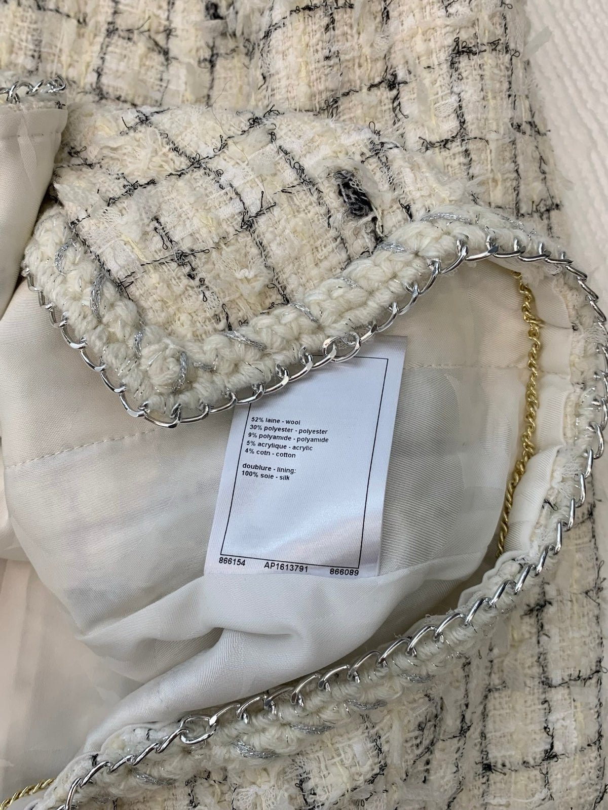 CC  Tweed Plaid White Jacket