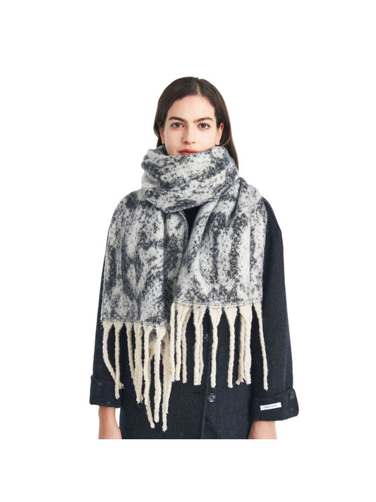 Scarvii - Winter Snake Printed Tassel Scarf