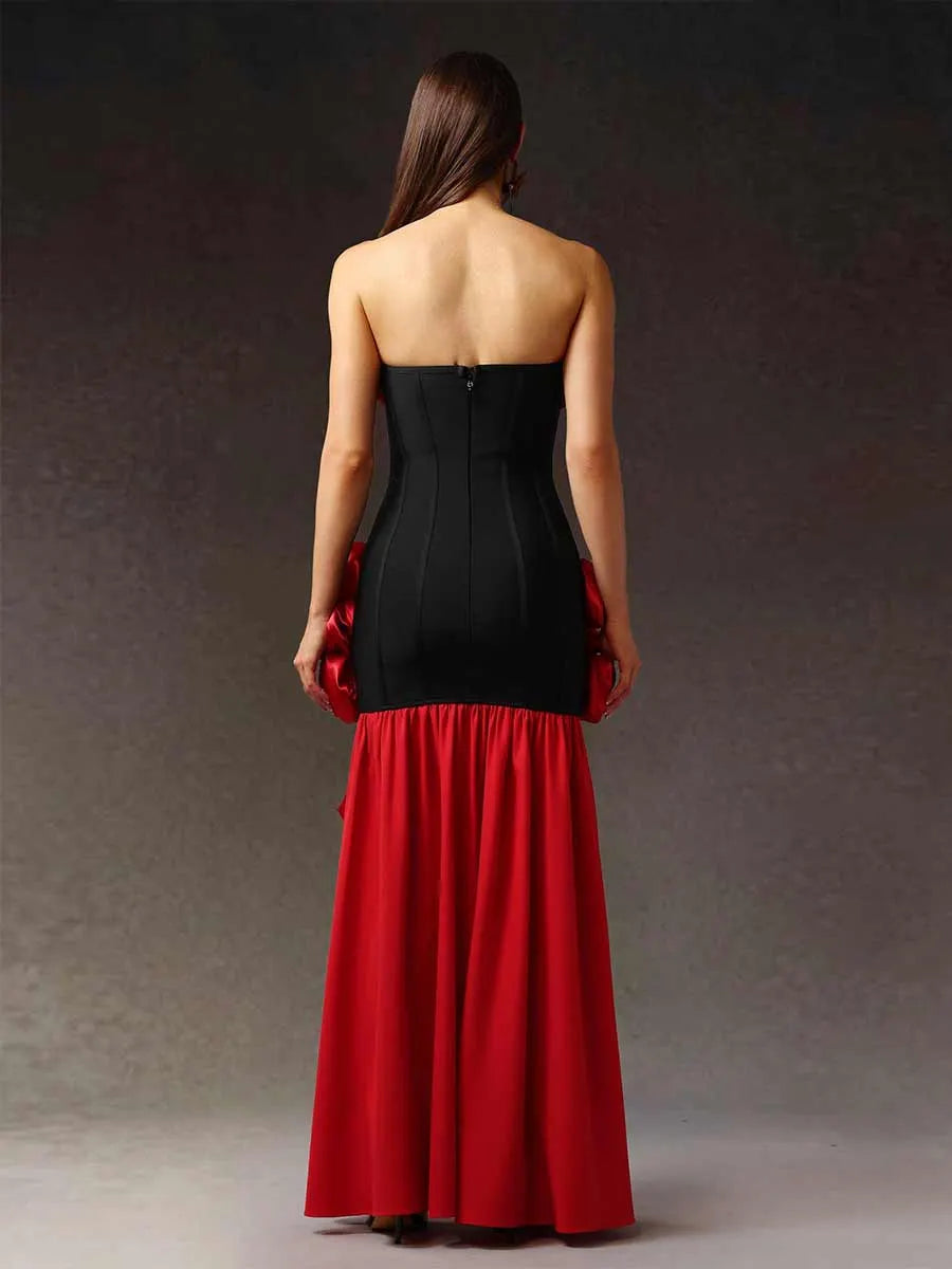 Aveline Sleeveless Flowers Bandage Maxi Dress