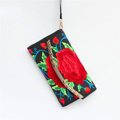 Ethnic Embroidery Bag Ladies Embroidery Coin Purse Hand Shoulder Dual-Purpose Leisure Bag