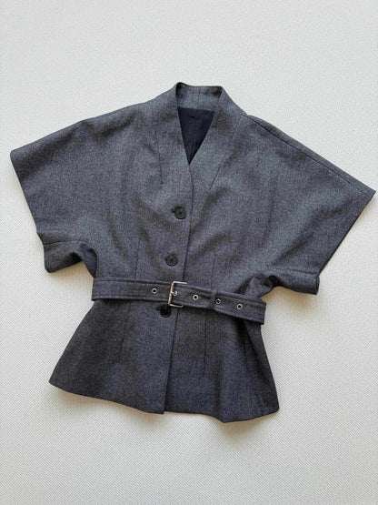 CD Belt-Embellished Top/Jacke Gray Wool Polyeste 352951