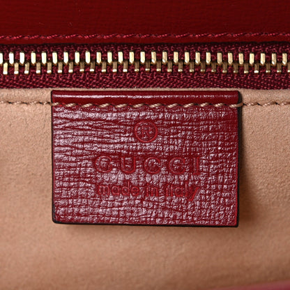 GG Supreme Monogram Azalea Calfskin Horsebit 1955 Shoulder Bag Beige Ebony New Cherry Red
