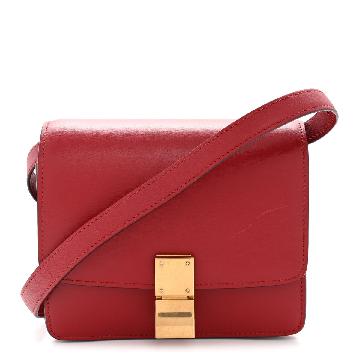 Smooth Calfskin Small Classic Box Flap Bag Red
