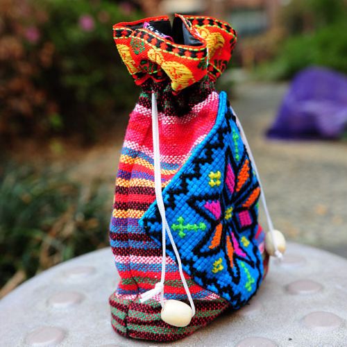Ethnic Embroidery Bags  Hand-Woven Cross-Stitch Mini Slung Bag Mobile Phone Bag Girl