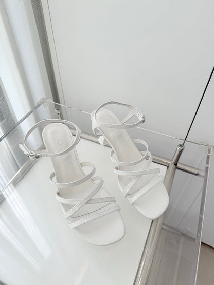 Chanel Cruise 26 Sandal 70mm White Lambskin 597358