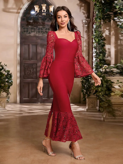 Roxana Bandage Midi Dress In Red