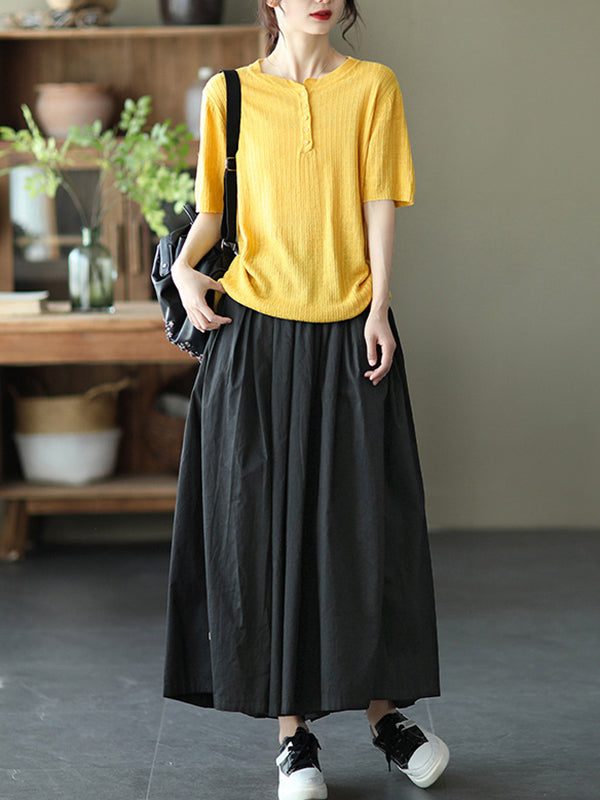 Vintage Casual Loose Ramie Cotton Wide Leg Pants