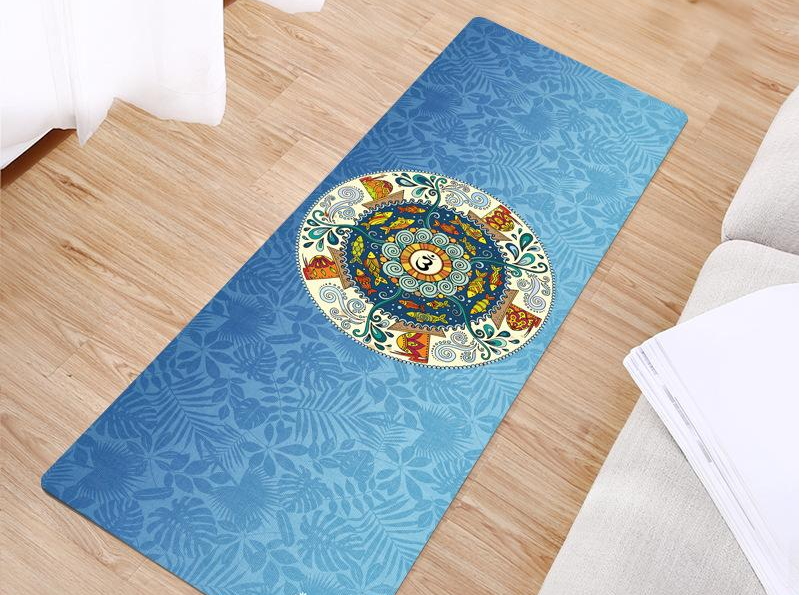 Foldable Machine Washable Lightweight Portable Yoga Mat Sweat-Absorbent Non-Slip Suede Natural Rubber Printed Yoga Mat Towel