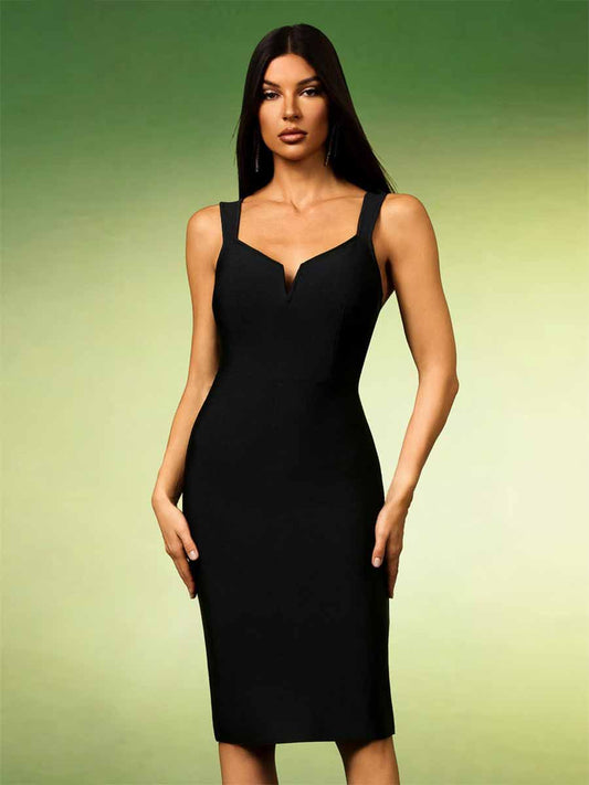 Eloise Sleeveless V-Neck Bandage Midi Dress