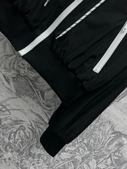 Prada 25 Hooded Triangle Logo Jacket Black Polyester