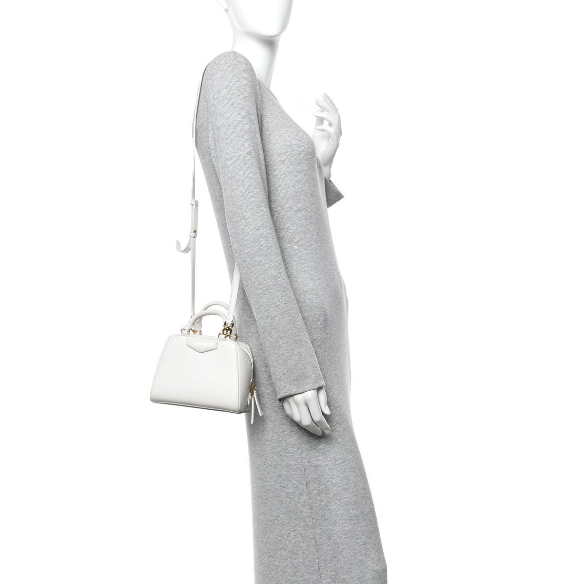 Tumbled Buffalo Micro Antigona Cube Bag White
