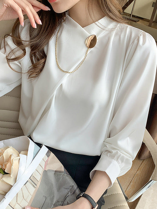 Fashion Solid Color All-Match Long Sleeves Blouses