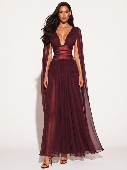 Addison V-Neck Corset Waist Maxi Dress