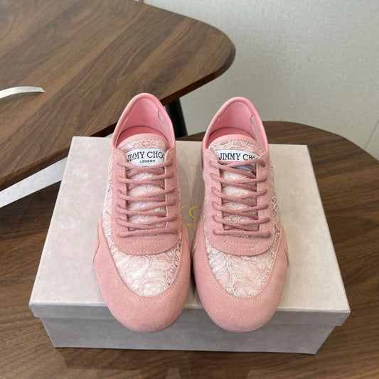 Jimmy Choo Sunny F Sneaker Pink Lace Leather