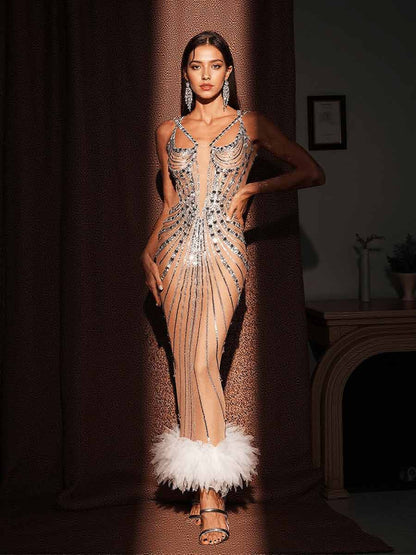 Elodie Tulle Trimmed Sequin Maxi Dress