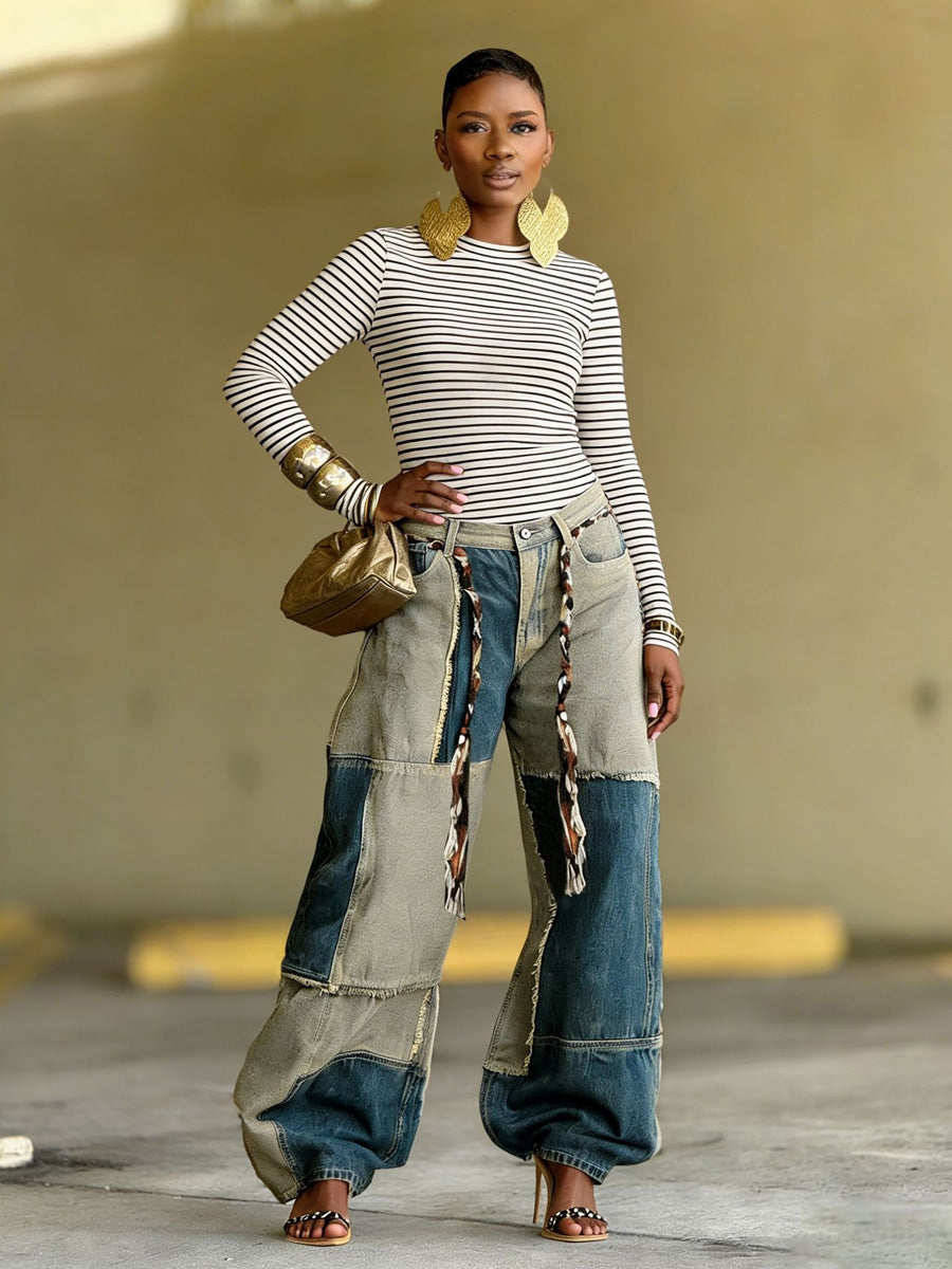 Cassidy Two-Tone Patchwork Jeans